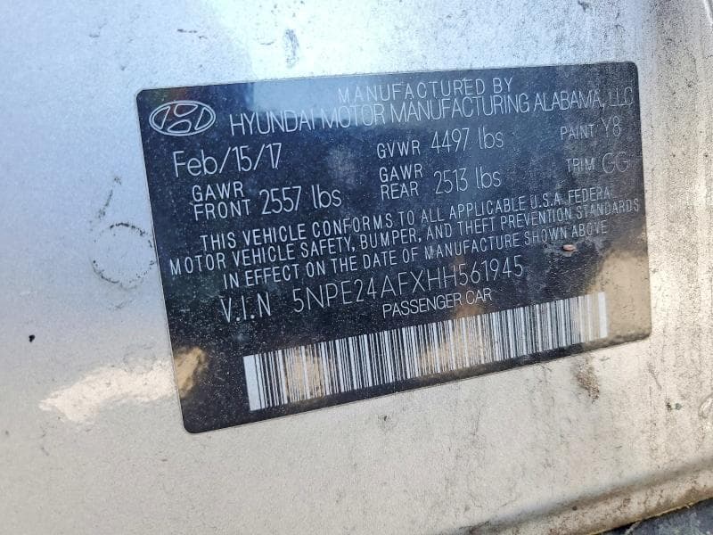 2017 HYUNDAI SONATA BASE 12
