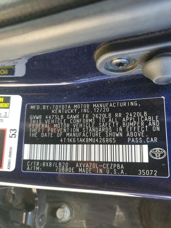 2021 TOYOTA CAMRY XSE 12