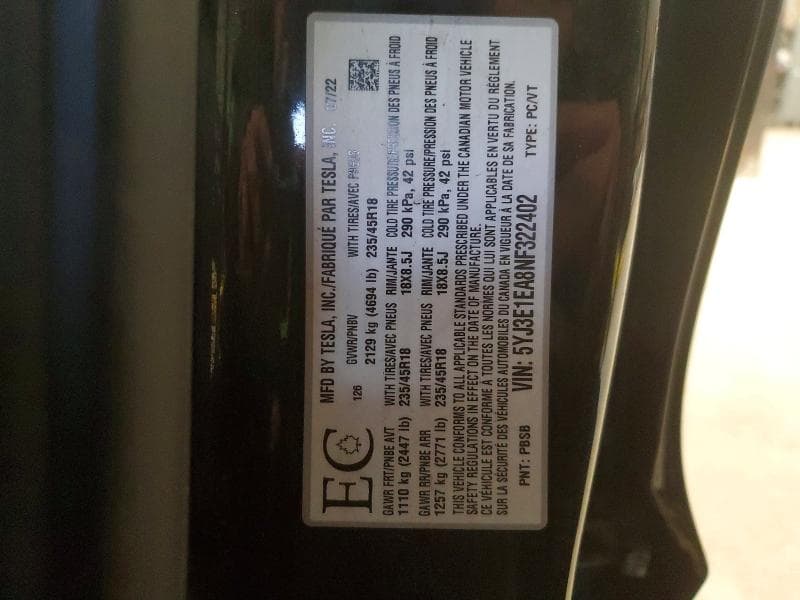 2022 TESLA MODEL 3 13