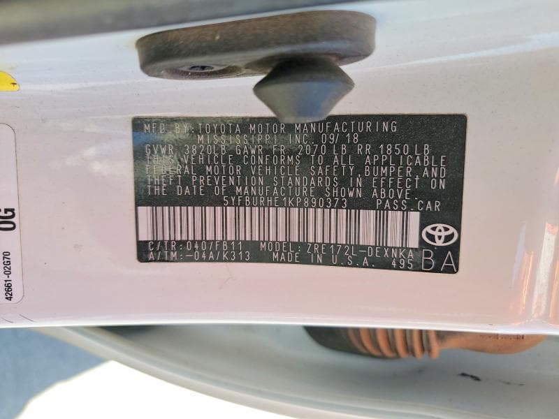 2019 TOYOTA COROLLA LE 12