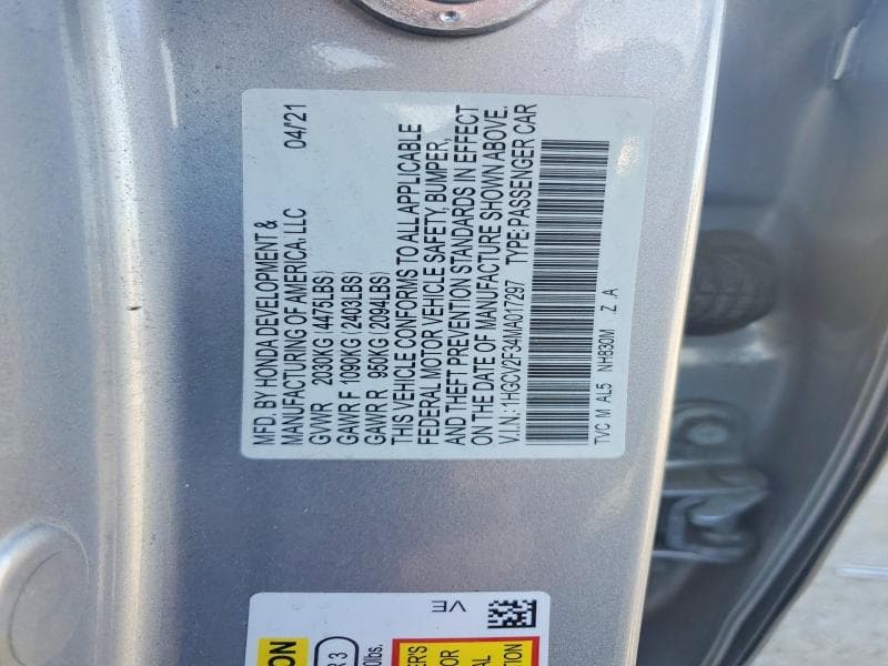 2021 HONDA ACCORD 12