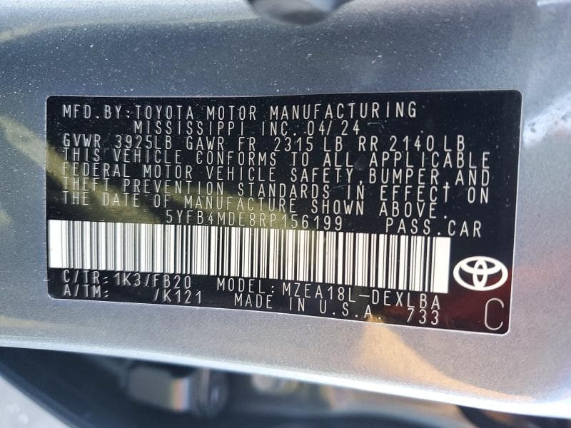 2024 TOYOTA COROLLA LE 13