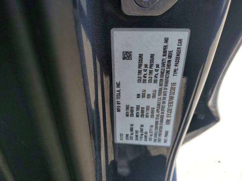 2022 TESLA MODEL 3 12