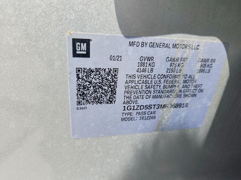2021 CHEVROLET MALIBU LT 12