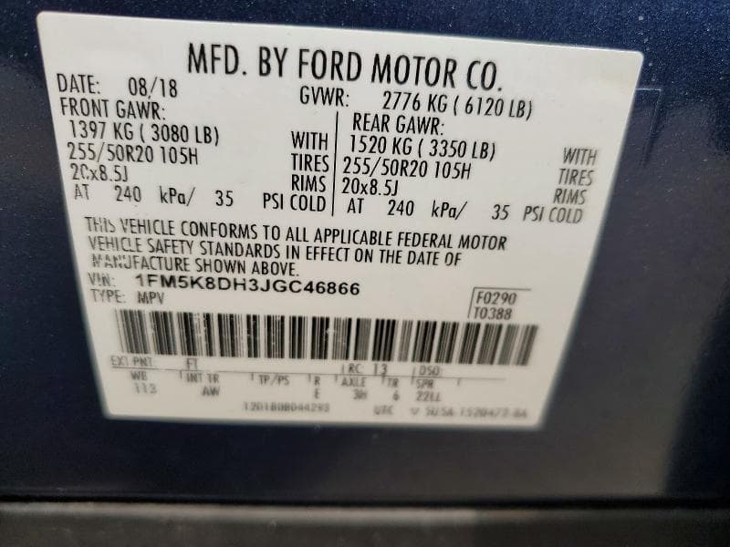2018 FORD EXPLORER XLT 14