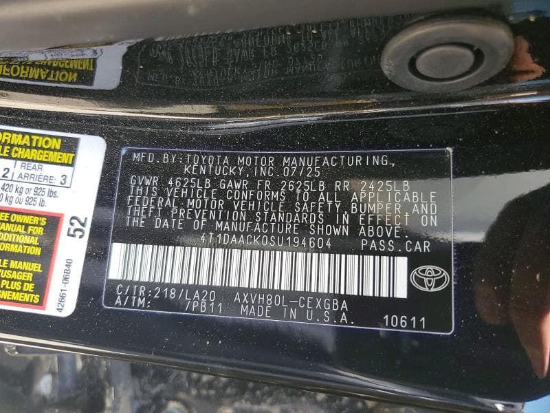 2025 TOYOTA CAMRY XLE 13