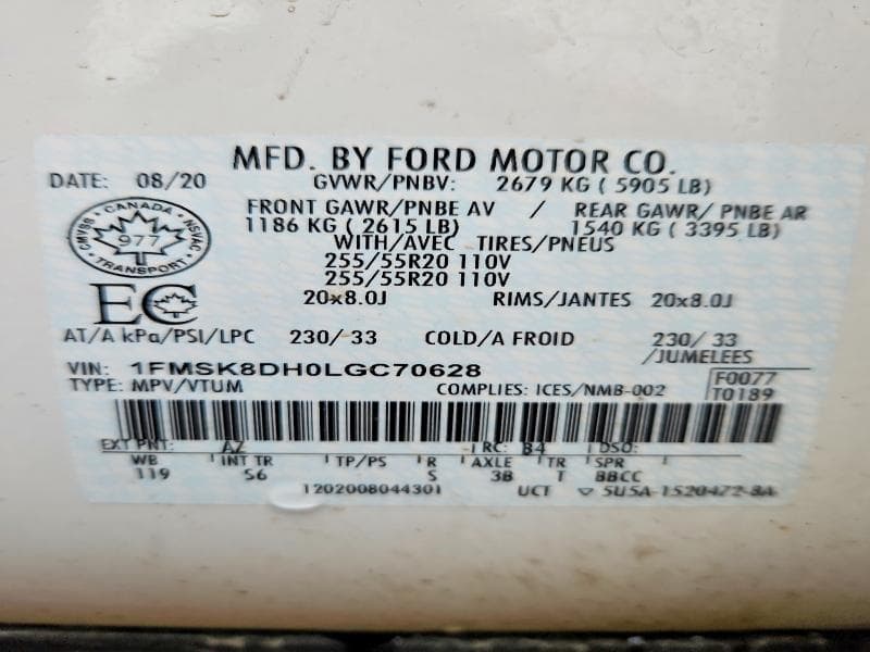 2020 FORD EXPLORER XLT 14