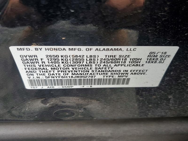 2018 HONDA PILOT LX 14