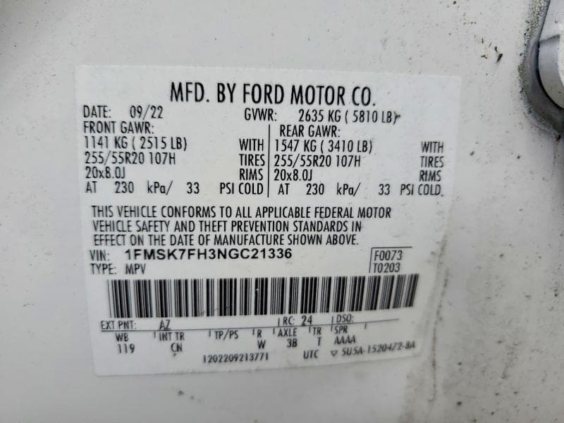 2022 FORD EXPLORER LIMITED 13