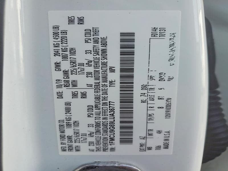 2020 FORD ESCAPE SE 12