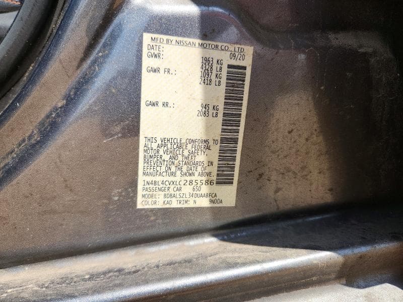 2020 NISSAN ALTIMA SR 12