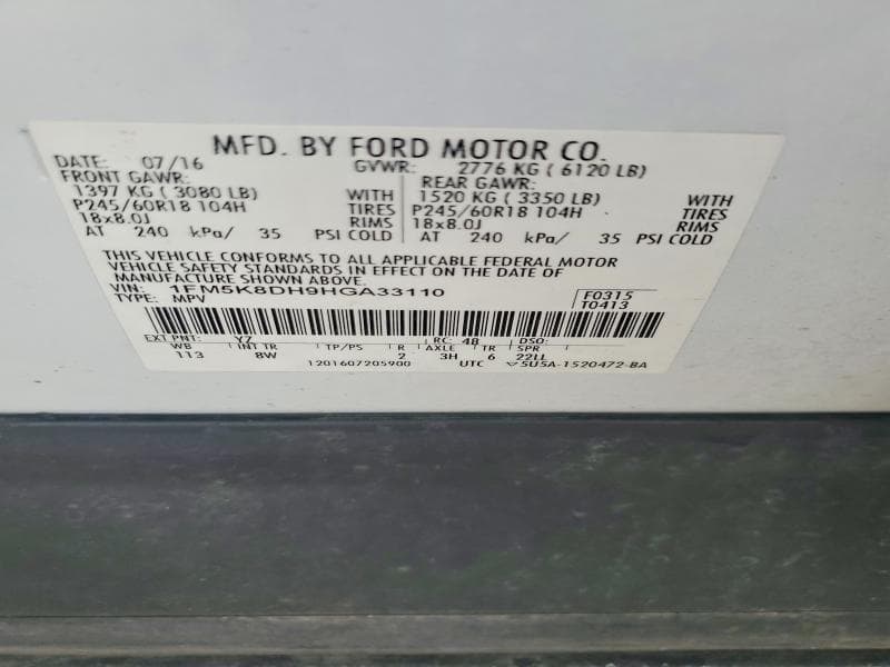 2017 FORD EXPLORER XLT 13