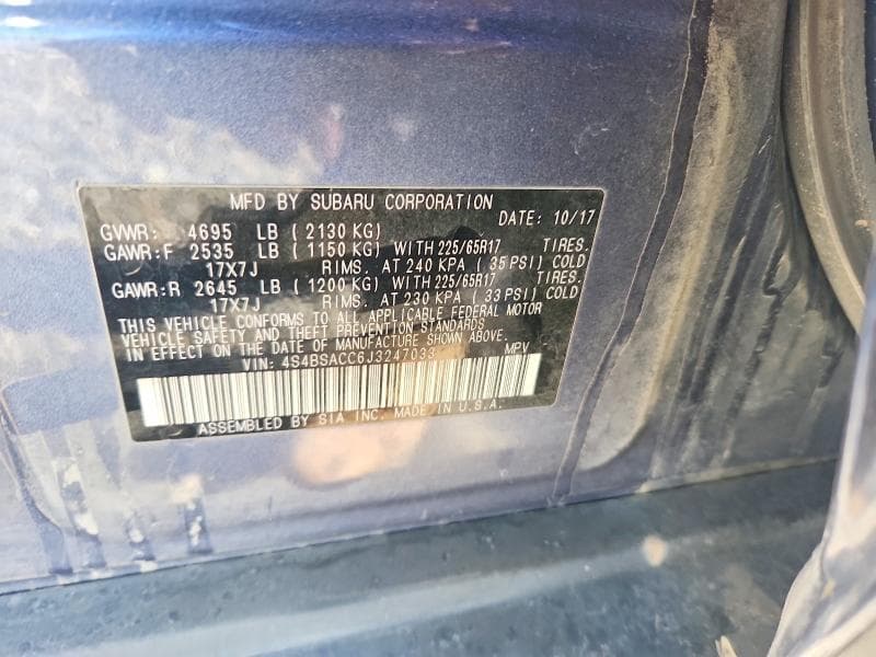 2018 SUBARU OUTBACK 2.5I PREMIUM 12