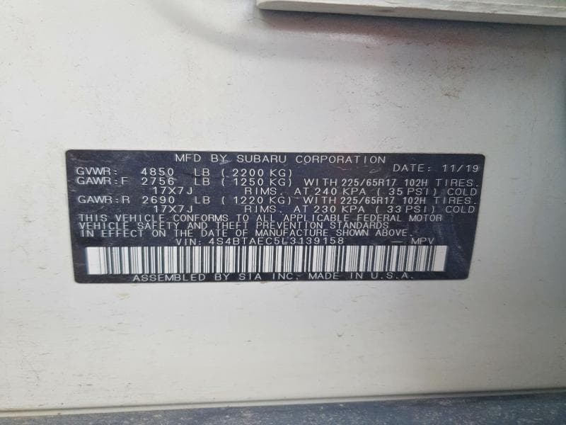 2020 SUBARU OUTBACK PREMIUM 13