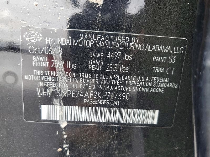 2019 HYUNDAI SONATA SE 12