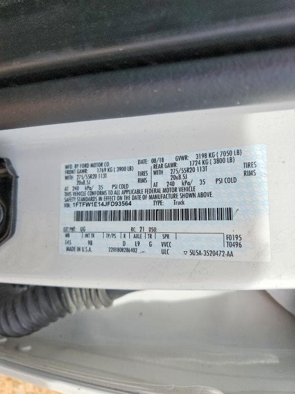 2018 FORD F150 SUPERCREW 12