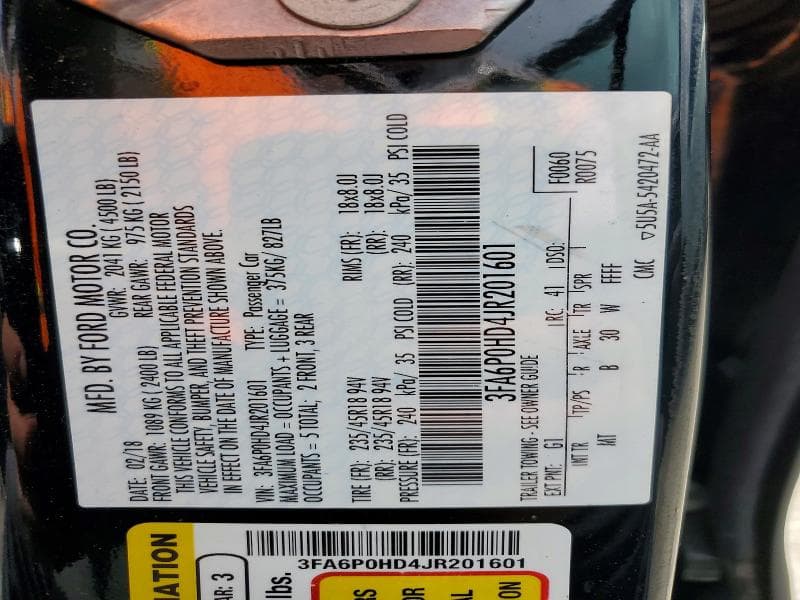 2018 FORD FUSION SE 12