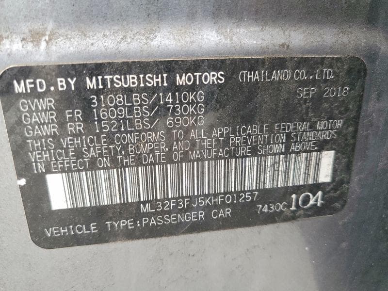 2019 MITSUBISHI MIRAGE G4 ES 12