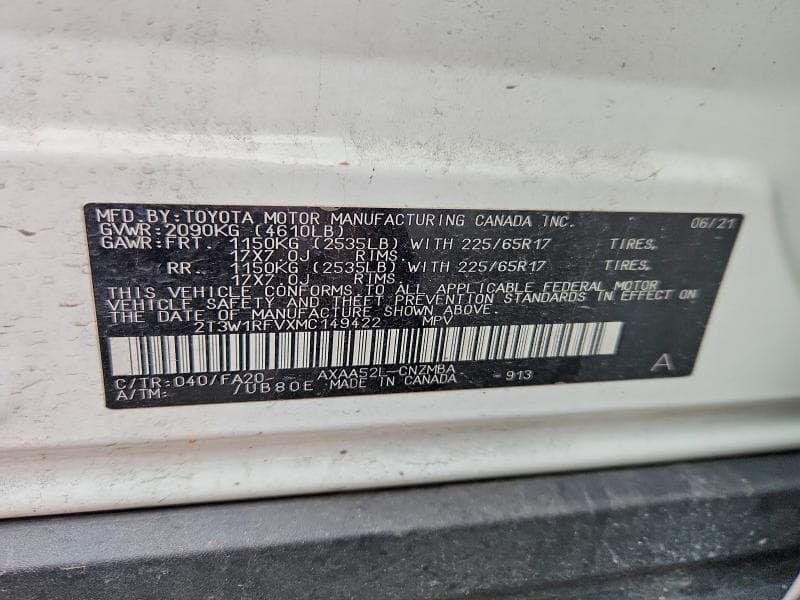 2021 TOYOTA RAV4 XLE 13