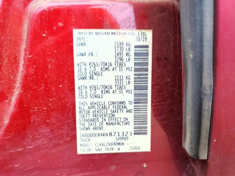 2019 NISSAN FRONTIER 13