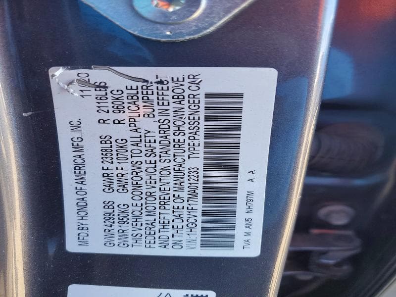 2021 HONDA ACCORD LX 13