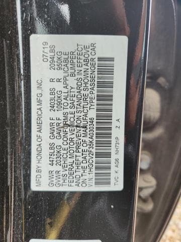 2019 HONDA ACCORD 12