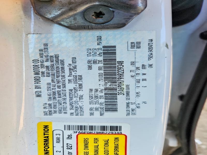 2017 FORD FUSION SE 12
