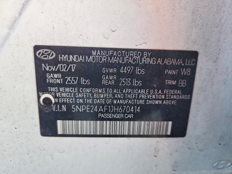 2018 HYUNDAI SONATA SE 12