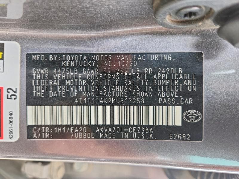 2021 TOYOTA CAMRY SE 12