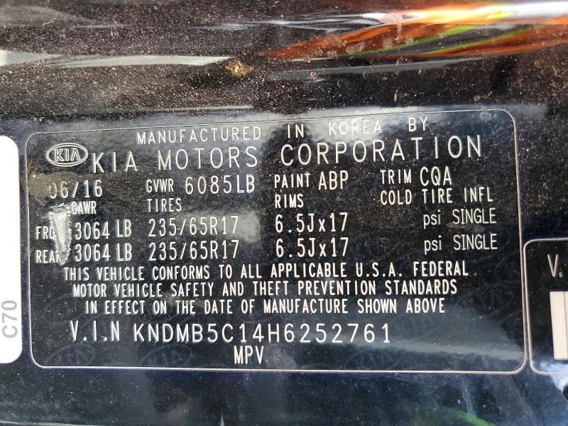 2017 KIA SEDONA LX 13