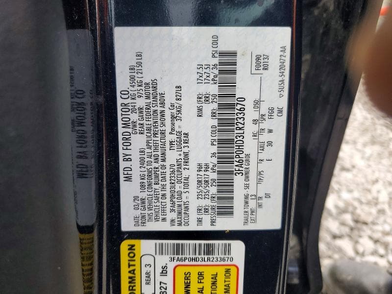 2020 FORD FUSION SE 12