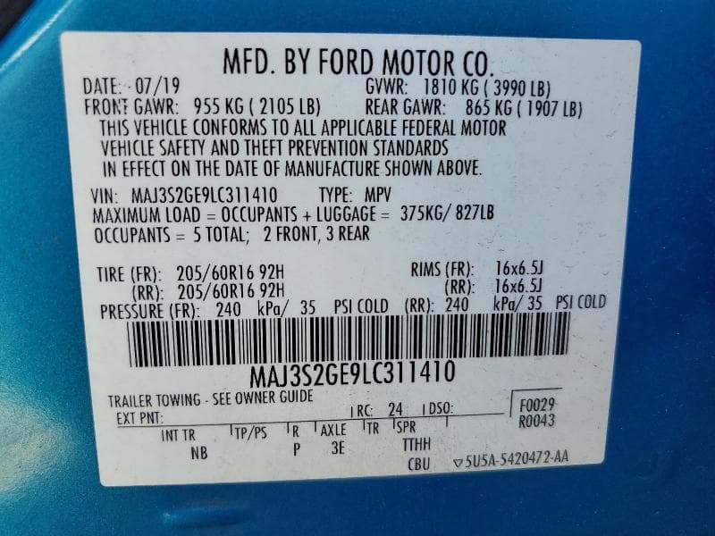 2020 FORD ECOSPORT SE 14