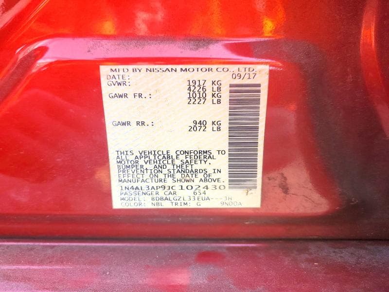 2018 NISSAN ALTIMA 2.5 S 12