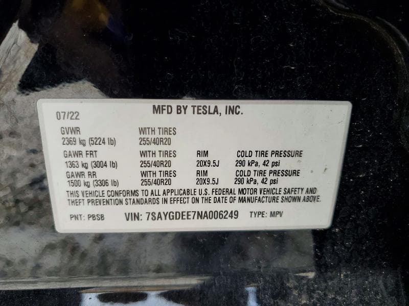2022 TESLA MODEL Y 12