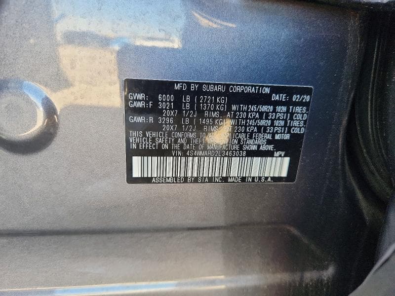 2020 SUBARU ASCENT TOURING 13