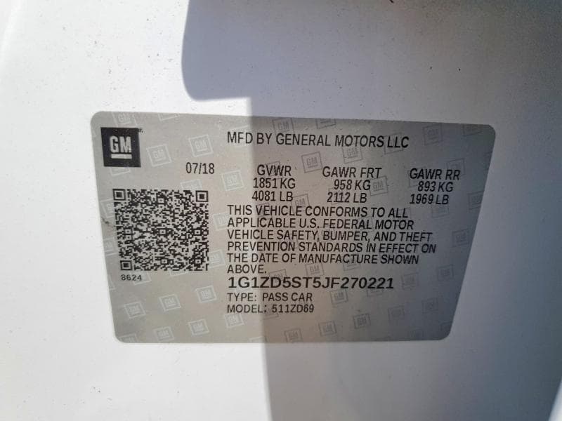 2018 CHEVROLET MALIBU LT 12