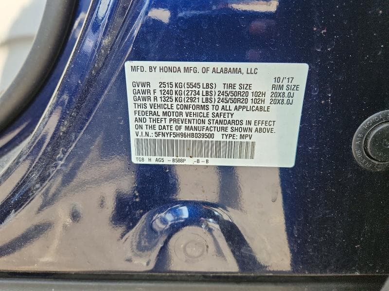 2017 HONDA PILOT TOURING 13