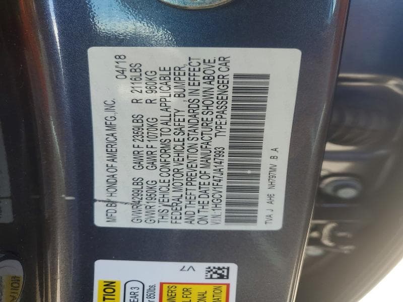 2018 HONDA ACCORD EX 12