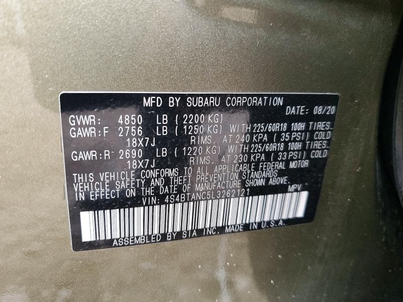2020 SUBARU OUTBACK LIMITED 13