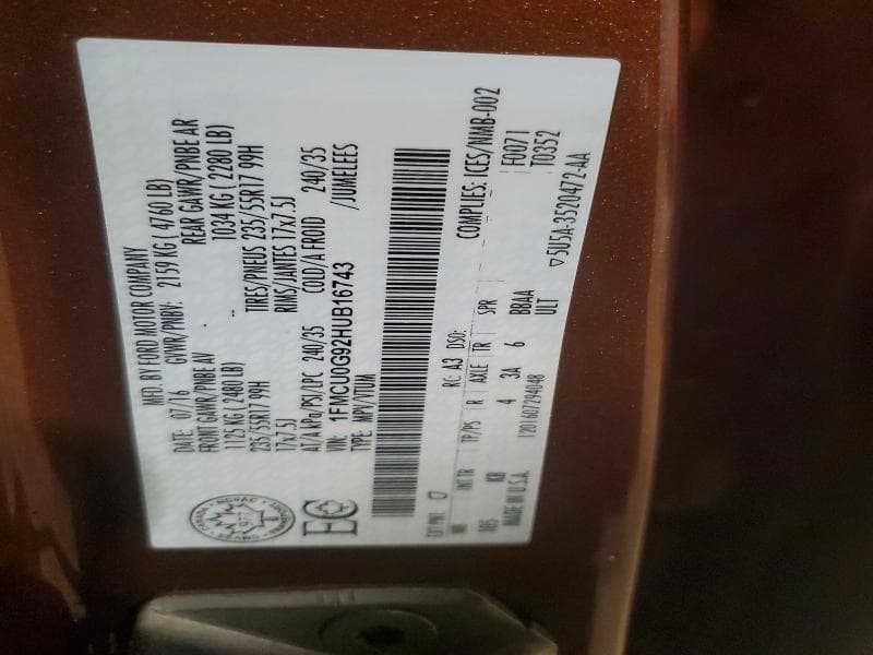 2017 FORD ESCAPE SE 4DR 2WD 14