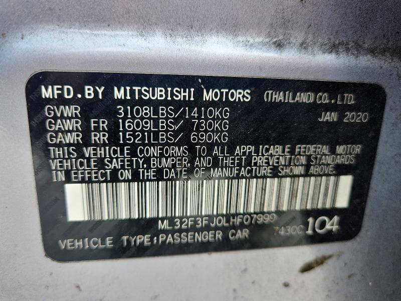 2020 MITSUBISHI MIRAGE G4 ES 12