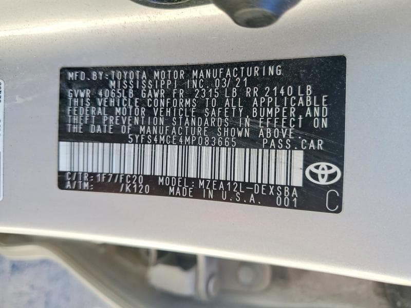 2021 TOYOTA COROLLA SE 12