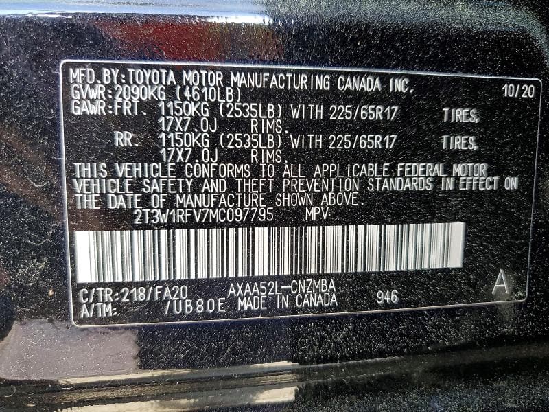 2021 TOYOTA RAV4 XLE 14