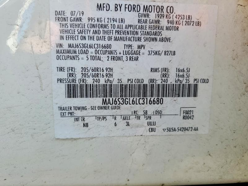 2020 FORD ECOSPORT SE 13
