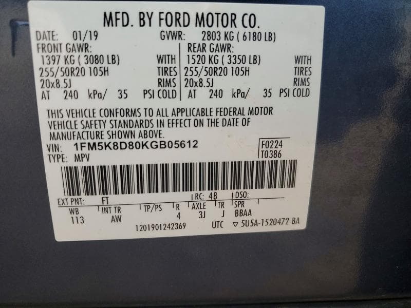 2019 FORD EXPLORER XLT 13