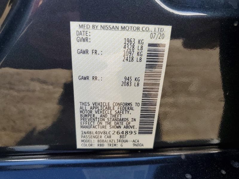 2020 NISSAN ALTIMA SV 12