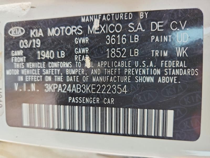 2019 KIA RIO S 13