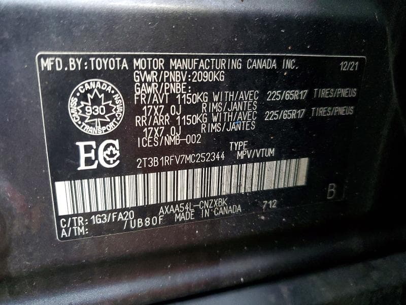 2021 TOYOTA RAV4 LE 14