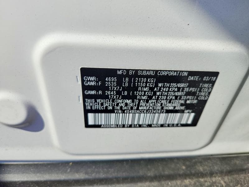 2018 SUBARU OUTBACK 2.5I PREMIUM 12