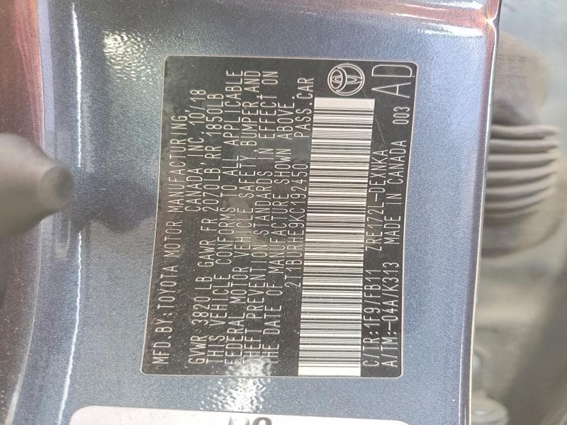 2019 TOYOTA COROLLA LE 13